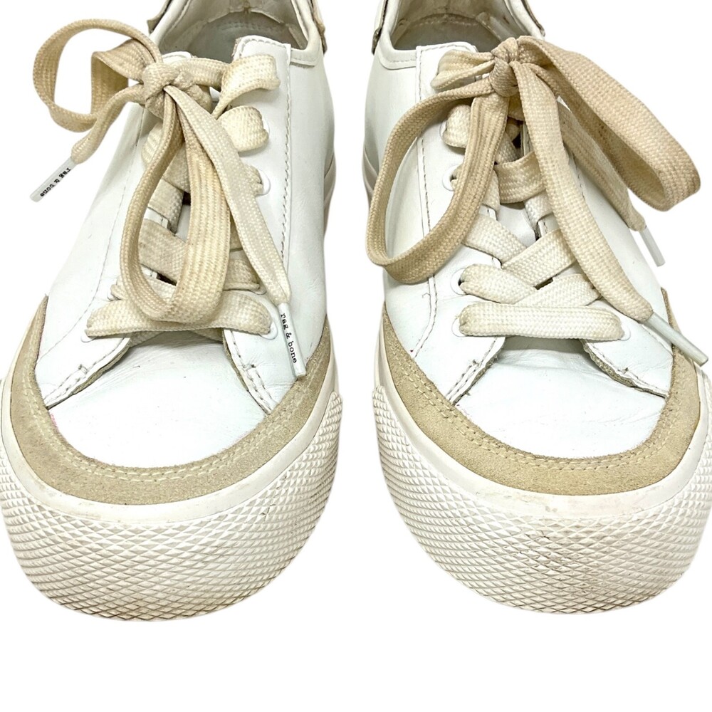 rag & bone Army Low Sneakers White EUR Size 38 US 8 Casual Lace Up Leather - Picture 2 of 12